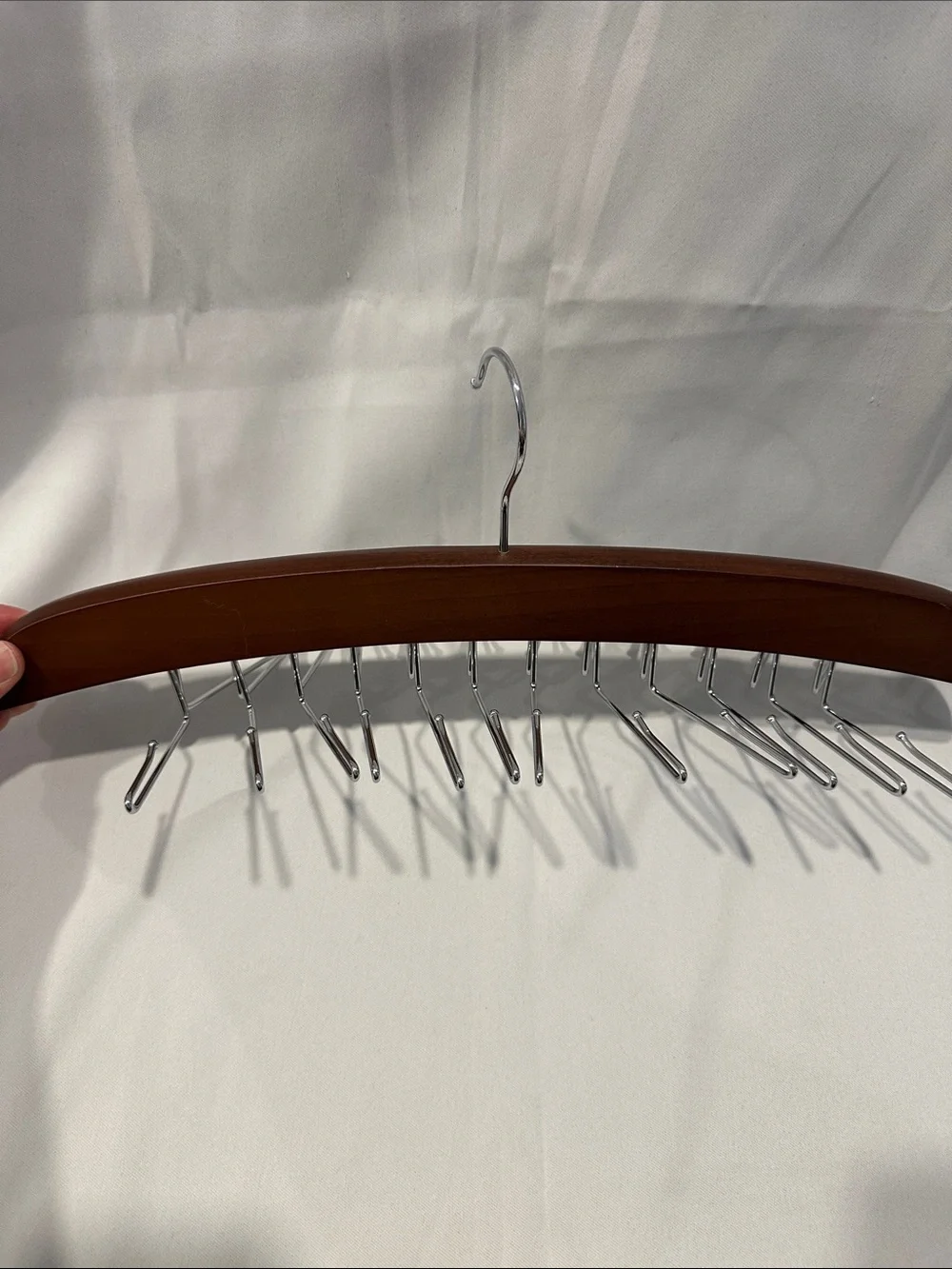 Wood and Chrome Multi-bra or tank Hanger - Brown